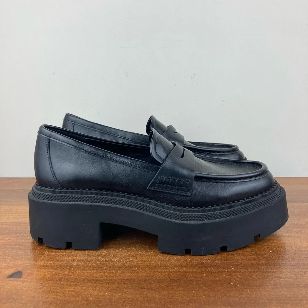 Zara Black Platform Penny Loafers